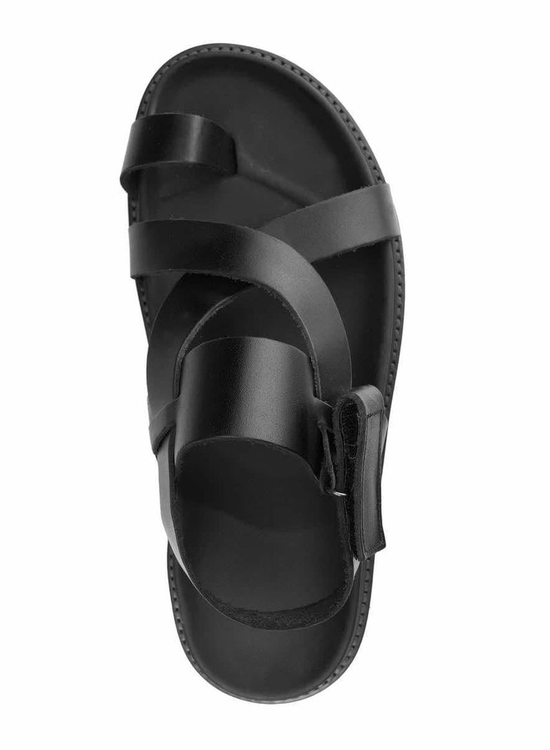 HIGH LINE STORE Unisex Comfortable Sandals X with Lightweight EVA Sole and Durable Leather Straps in a Modern and Stylish Design - Perfect for Daily Wear and Outings - Black Color - Image 4